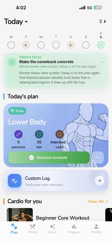 HealFit Plan and Today's Focus